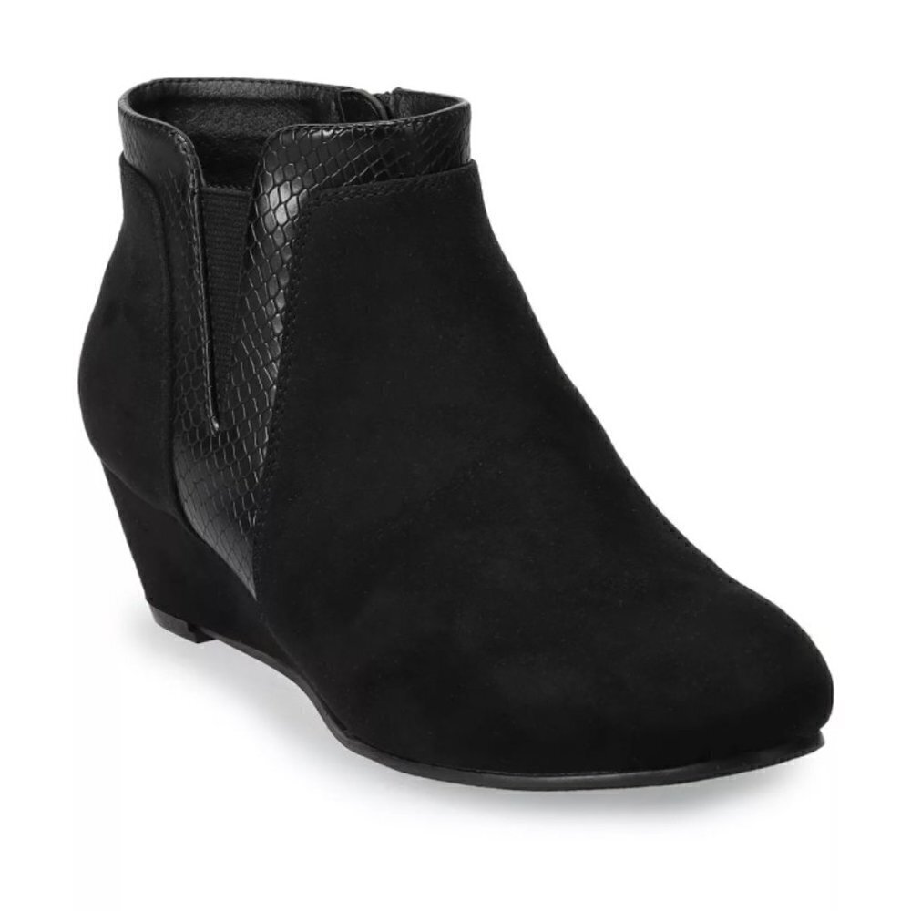 Croft & Barrow Ocelot Black Ankle Boots Booties Sz 6.5